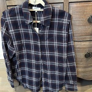 Heartloom blue , red, white plaid button down shirt pleat shoulder XS worn 1